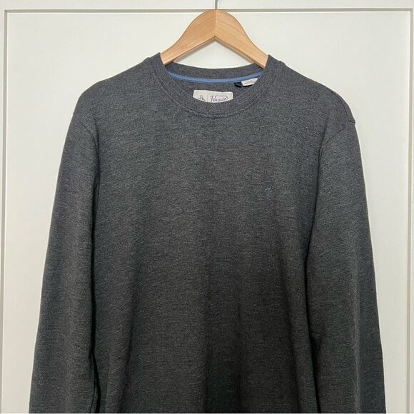 Original Penguin Sweater Mens Large Gray Long Sleeve Pullover Crew Cotton Blend - Picture 2 of 12